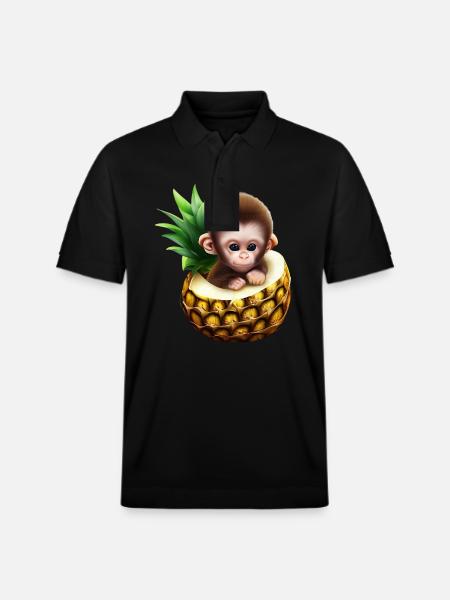 Little monkey in a pineapple - Stanley/Stella Unisex Organic Polo Shirt PREPSTER - black