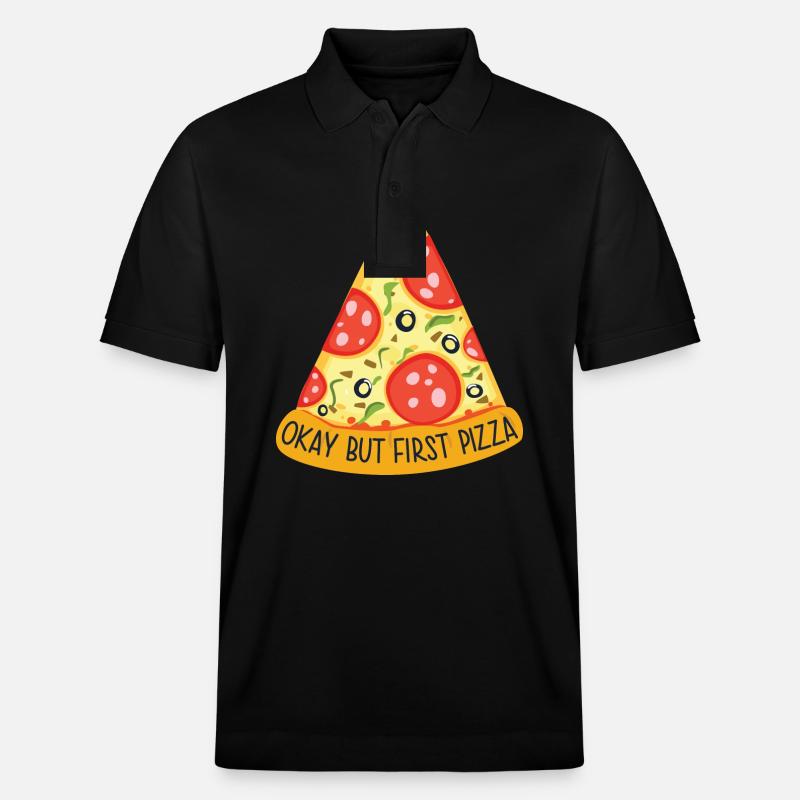 Okay, but first Pizza - Stanley/Stella Unisex Bio-Poloshirt PREPSTER - Schwarz