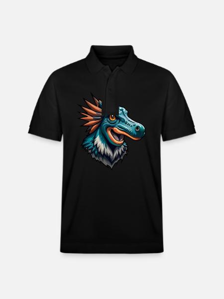 Karikatur-Dinosaurierkopf - Stanley/Stella Unisex Bio-Poloshirt PREPSTER - Schwarz
