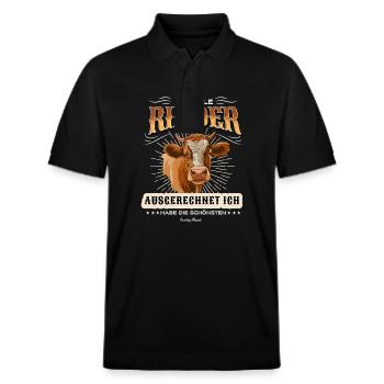 Lustiges Rinder Geschenk mit Spruch - Stanley/Stella Unisex Bio-Poloshirt PREPSTER - Schwarz - Vorne - Roxy (174cm) & Andy (188cm)