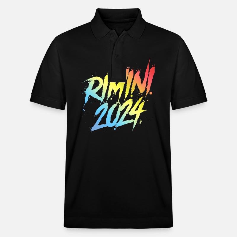 Rimini 2024 Bunt Urlaub Team - Stanley/Stella Unisex Bio-Poloshirt PREPSTER - Schwarz