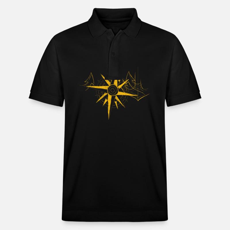 Kompass mit Anker gelb - Stanley/Stella Unisex Bio-Poloshirt PREPSTER - Schwarz
