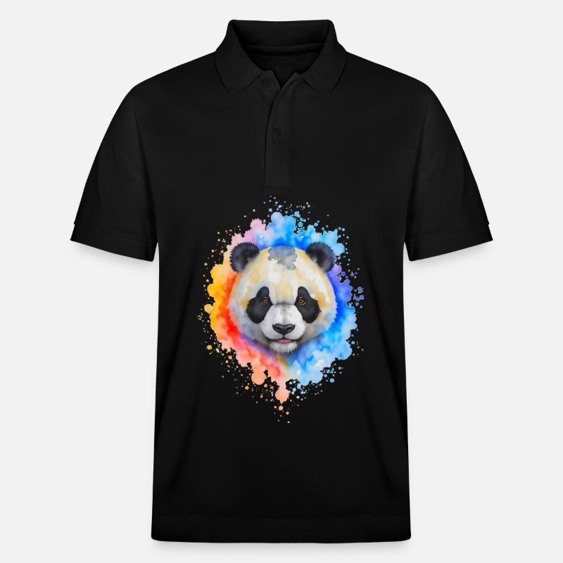Wasserfarben Panda Splash - Stanley/Stella Unisex Bio-Poloshirt PREPSTER - Schwarz