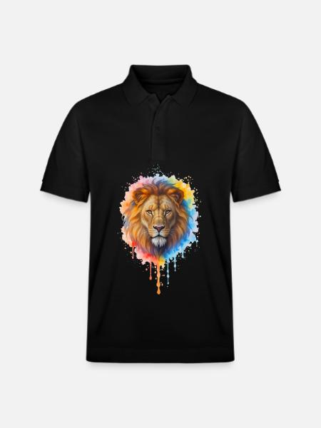 Lion à l’aquarelle - Polo PREPSTER bio Stanley/Stella Unisexe - noir