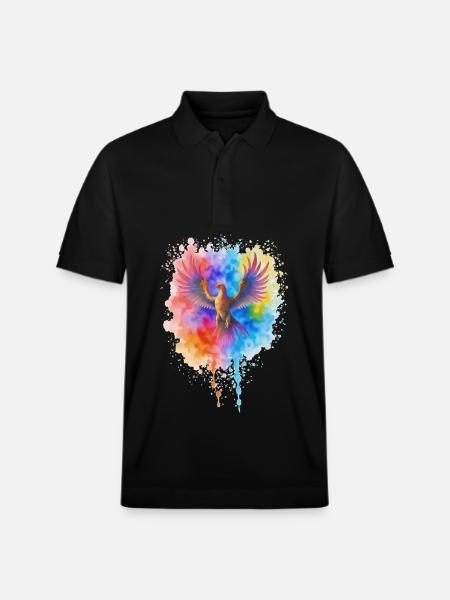 Phénix aquarelle précipité - Polo PREPSTER bio Stanley/Stella Unisexe - noir