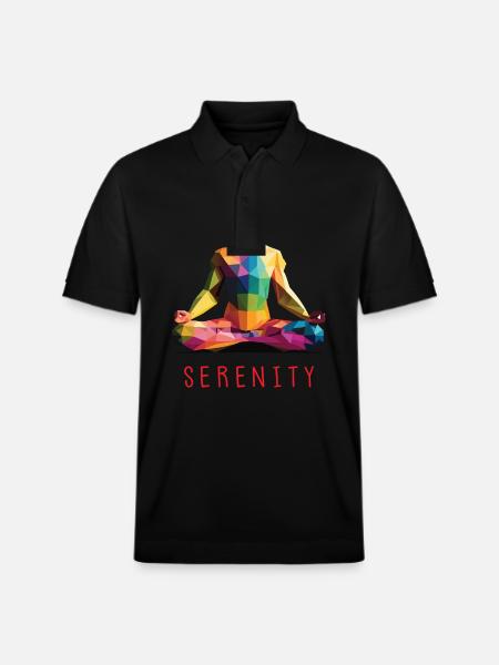 Sérénité - Méditation - Yoga - Low Poly - Polo PREPSTER bio Stanley/Stella Unisexe - noir