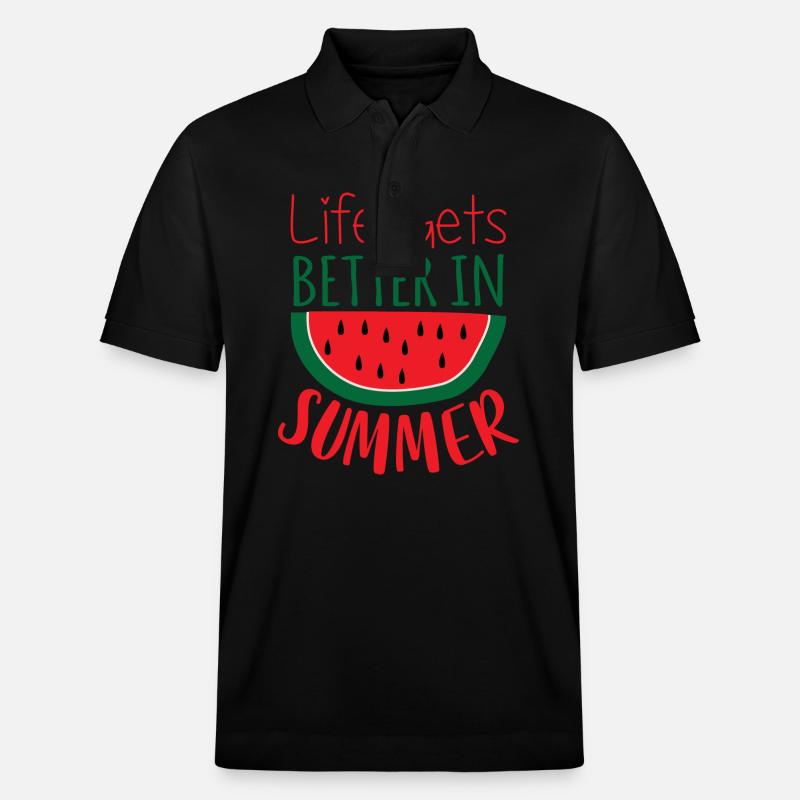 Life gets better in summer - Stanley/Stella Unisex Bio-Poloshirt PREPSTER - Schwarz