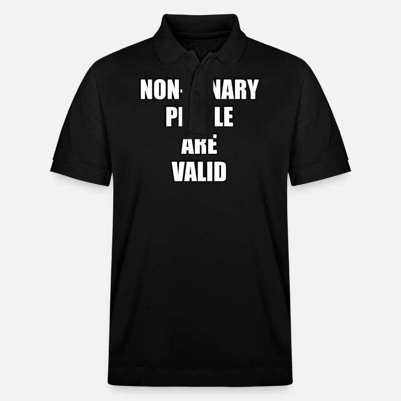 Non Binary People Are Valid - Stanley/Stella Unisex Organic Polo Shirt PREPSTER - black