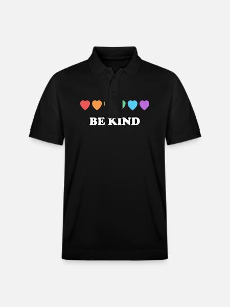 Be You Rainbow Hearts - Stanley/Stella Unisex Organic Polo Shirt PREPSTER - black
