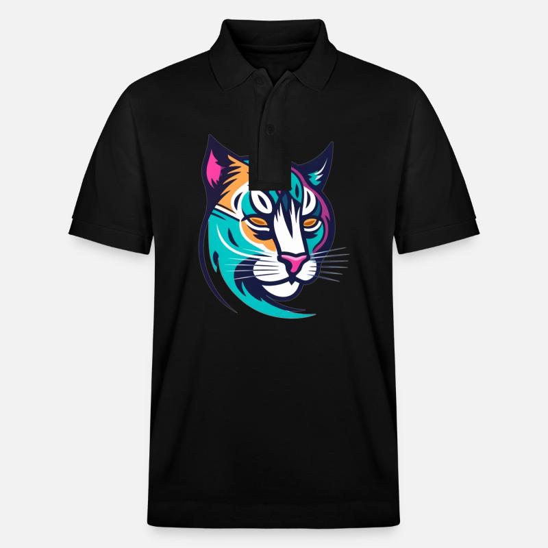 Bunt stilisierter Luchs - Stanley/Stella Unisex Bio-Poloshirt PREPSTER - Schwarz