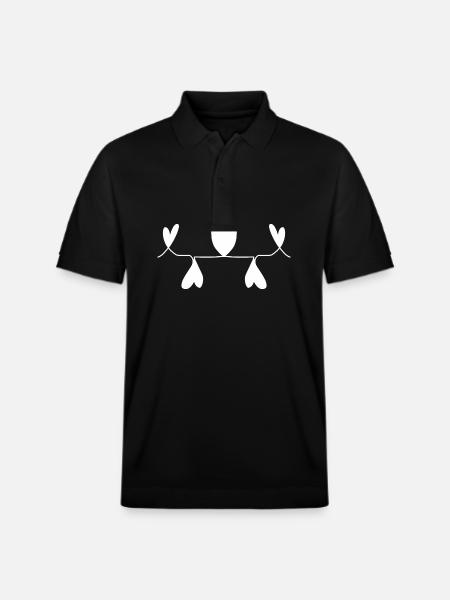 Hearts Line Love Heart - Stanley/Stella Unisex Organic Polo Shirt PREPSTER - black