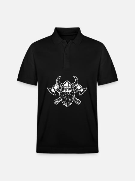 Viking with axe and helmet - Stanley/Stella Unisex Organic Polo Shirt PREPSTER - black
