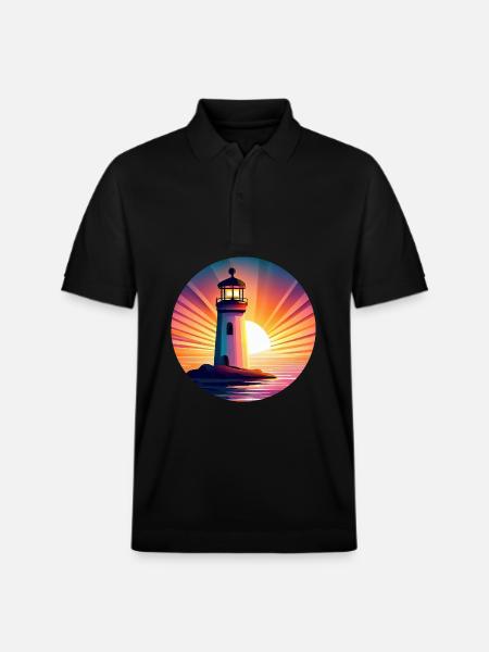 Lighthouse at sunset - Picturesque - Stanley/Stella Unisex Organic Polo Shirt PREPSTER - black