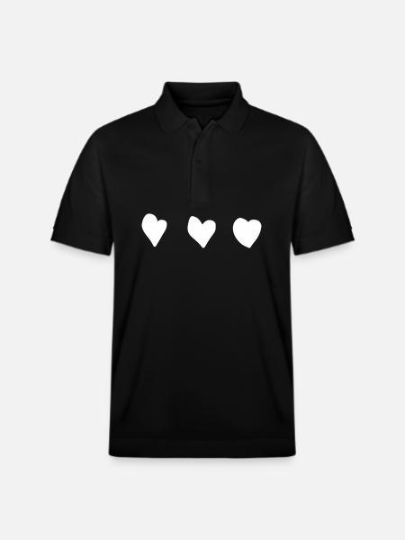 Three Hearts Heart Shape - Stanley/Stella Unisex Organic Polo Shirt PREPSTER - black