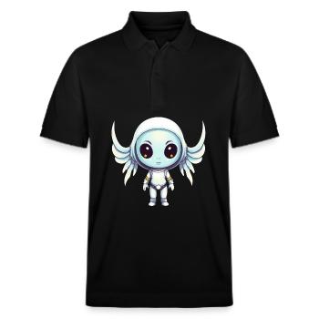 Alien Erzengel - Außerirdisches Design mit Flügeln - Stanley/Stella Unisex Bio-Poloshirt PREPSTER - Schwarz - Vorne - Roxy (174cm) & Andy (188cm)