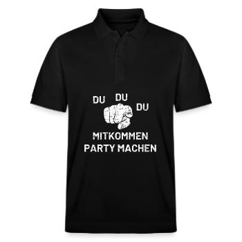 Du Du Du Mitkommen Party machen - Stanley/Stella Unisex Bio-Poloshirt PREPSTER - Schwarz - Vorne - Roxy (174cm) & Andy (188cm)