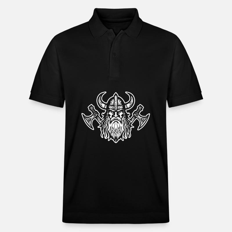 Wikinger mit Axt und Helm - Stanley/Stella Unisex Bio-Poloshirt PREPSTER - Schwarz