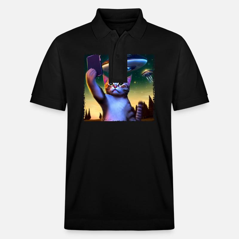 Selfie de chat avec OVNI - Polo PREPSTER bio Stanley/Stella Unisexe - noir