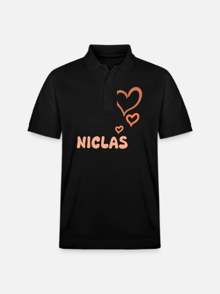 First name Niclas - Stanley/Stella Unisex Organic Polo Shirt PREPSTER - black
