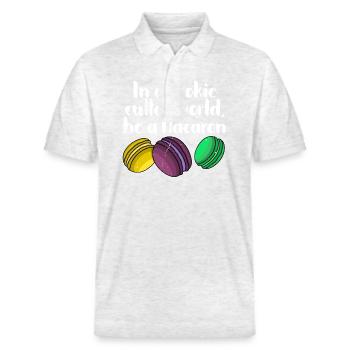 Markonen Hobbybäcker Italien Dessert Spruch - Stanley/Stella Unisex Bio-Poloshirt PREPSTER - Weiß meliert - Vorne - Roxy (174cm) & Andy (188cm)