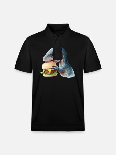 Cheeseburger Dinosauerier - Stanley/Stella Unisex Organic Polo Shirt PREPSTER - black