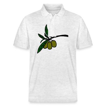Olive branch - Stanley/Stella Unisex Organic Polo Shirt PREPSTER - heather white - Front - Roxy (174cm) & Andy (188cm)