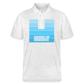 Woman's name Emily - Stanley/Stella Unisex Organic Polo Shirt PREPSTER - heather white - Front - Roxy (174cm) & Andy (188cm)