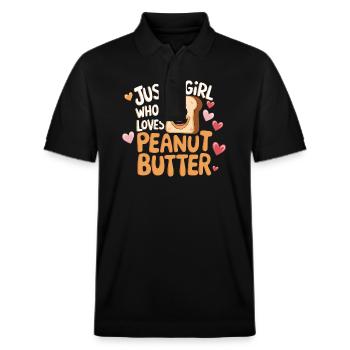 Juste une fille qui aime le beurre de cacahuète - Polo PREPSTER bio Stanley/Stella Unisexe - noir - Devant - Roxy (174cm) & Andy (188cm)