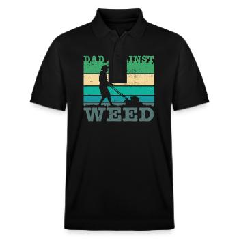 Dads Against Weed Funny Gardening Lawnmower Dad - Stanley/Stella Unisex Bio-Poloshirt PREPSTER - Schwarz - Vorne - Roxy (174cm) & Andy (188cm)