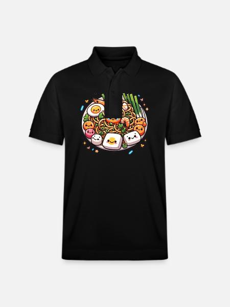 Pad Thai Kawaii Food - Stanley/Stella Unisex Organic Polo Shirt PREPSTER - black