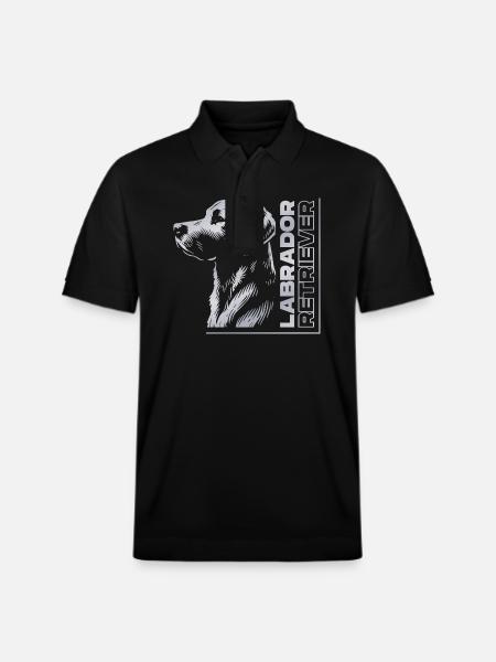 Labrador Drawing Head Silver - Stanley/Stella Unisex Organic Polo Shirt PREPSTER - black