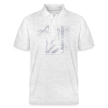Tête de dessin Labrador argent - Polo PREPSTER bio Stanley/Stella Unisexe - blanc chiné - Devant - Roxy (174cm) & Andy (188cm)