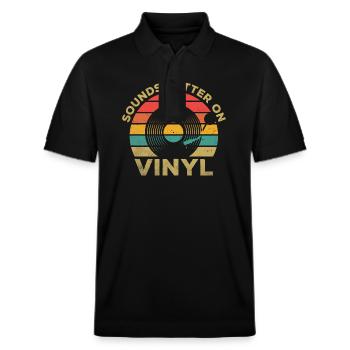 Sonne mieux sur les amateurs de musique rétro vinyle - Polo PREPSTER bio Stanley/Stella Unisexe - noir - Devant - Roxy (174cm) & Andy (188cm)