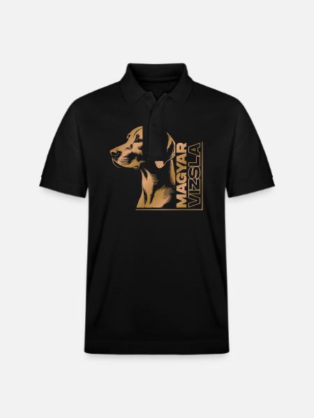 Magyar Vizsla drawing head gold - Stanley/Stella Unisex Organic Polo Shirt PREPSTER - black