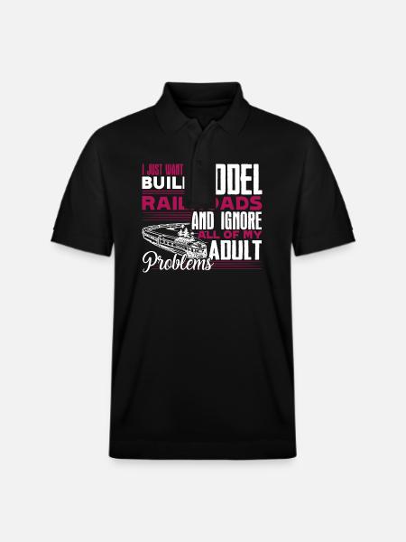 Model Railroad Build Model Railroads - Stanley/Stella Unisex Organic Polo Shirt PREPSTER - black