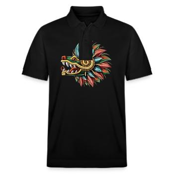 Quetzalcoatl Dieu Serpent à plumes aztèque - Polo PREPSTER bio Stanley/Stella Unisexe - noir - Devant - Roxy (174cm) & Andy (188cm)