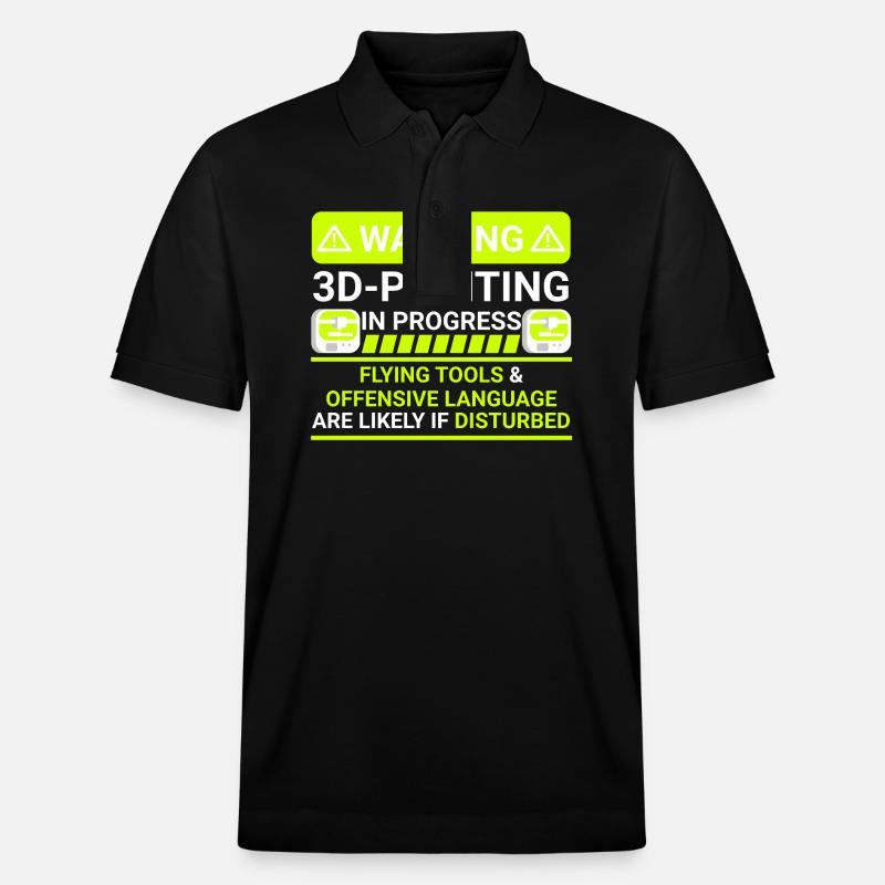 warning 3d printing in progress - Stanley/Stella Unisex Bio-Poloshirt PREPSTER - Schwarz