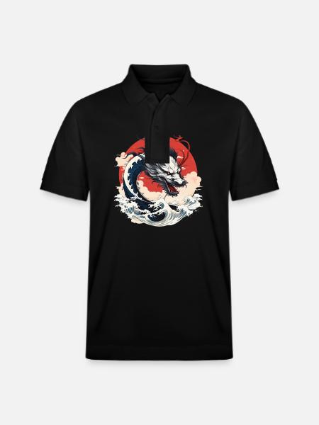 Japanischer Drache - Stanley/Stella Unisex Bio-Poloshirt PREPSTER - Schwarz