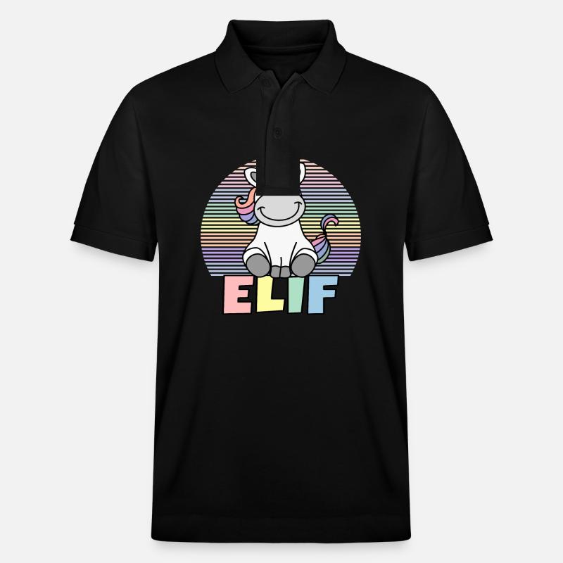 Elif Einhorn Name - Stanley/Stella Unisex Bio-Poloshirt PREPSTER - Schwarz