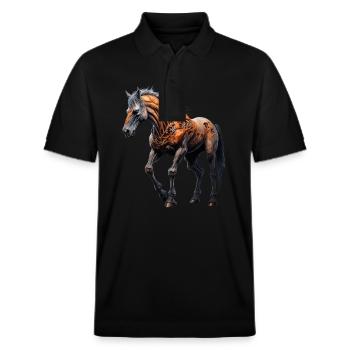 Gruseliges Halloween-partykostüm, Zombie-pferd - Stanley/Stella Unisex Organic Polo Shirt PREPSTER - black - Front - Roxy (174cm) & Andy (188cm)