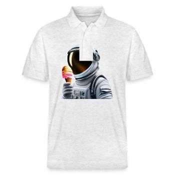 Astronaute de la crème glacée gaufre - Polo PREPSTER bio Stanley/Stella Unisexe - blanc chiné - Devant - Roxy (174cm) & Andy (188cm)