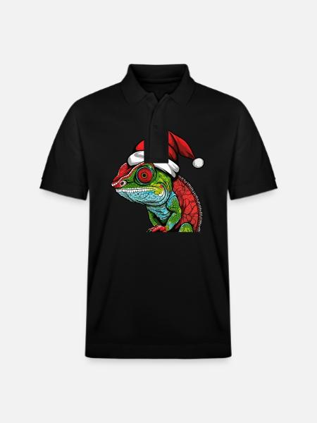 Chameleon Christmas Animal Head - Stanley/Stella Unisex Organic Polo Shirt PREPSTER - black