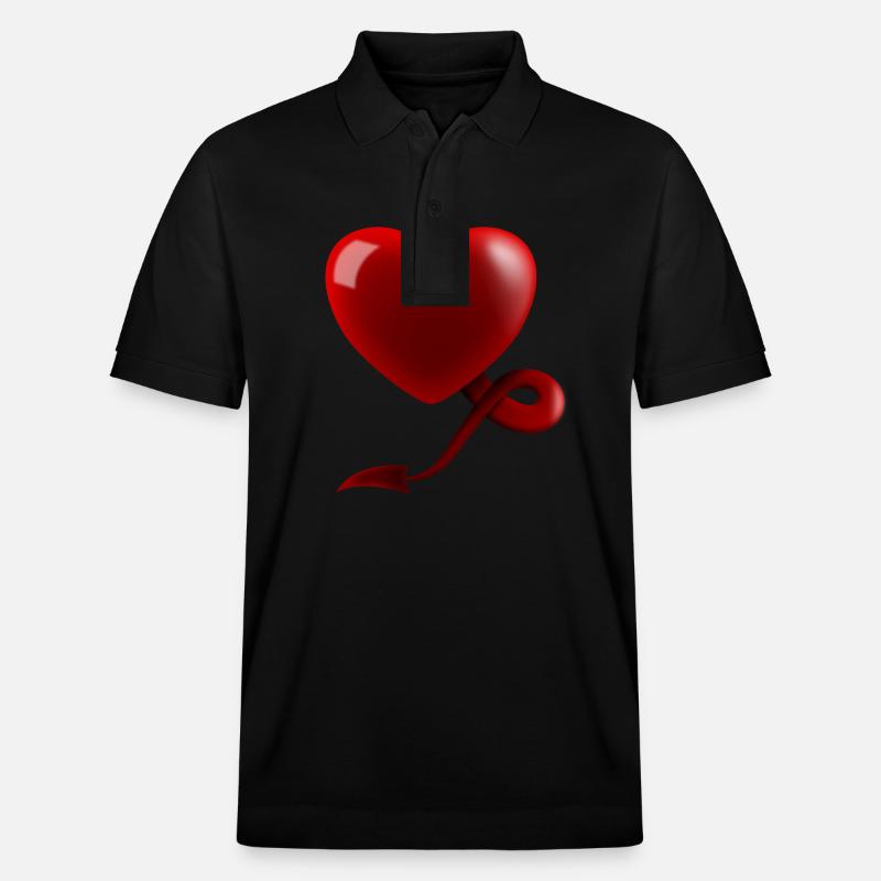 Herz mit Teufelsschwanz - Stanley/Stella Unisex Bio-Poloshirt PREPSTER - Schwarz
