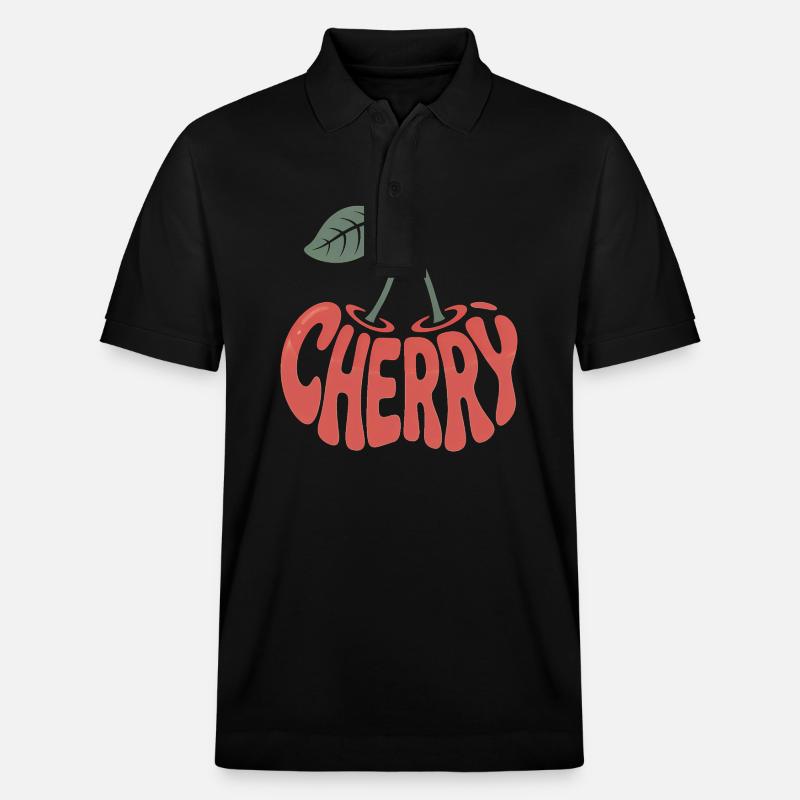 Kirsche - Cooles Frucht-Logo - Stanley/Stella Unisex Bio-Poloshirt PREPSTER - Schwarz