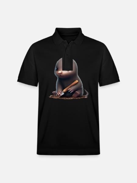 Cute mole with shovel - Stanley/Stella Unisex Organic Polo Shirt PREPSTER - black