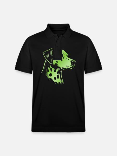 Dalmatian, dog head, drawing green - Stanley/Stella Unisex Organic Polo Shirt PREPSTER - black