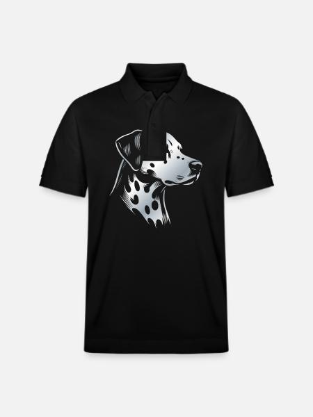 Dalmatian, dog head, drawing silver - Stanley/Stella Unisex Organic Polo Shirt PREPSTER - black