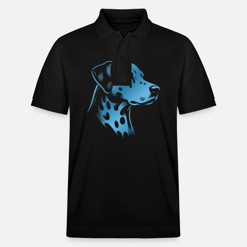 Dalmatiner, Hundekopf, Zeichnung blau - Stanley/Stella Unisex Bio-Poloshirt PREPSTER - Schwarz
