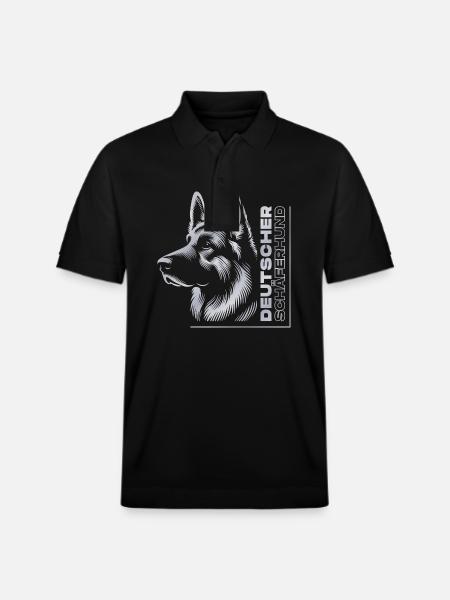 German Shepherd Drawing Head Silver - Stanley/Stella Unisex Organic Polo Shirt PREPSTER - black