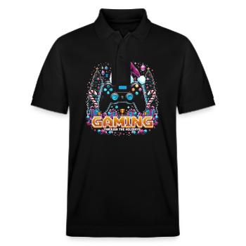 Weihnachts-Gaming Controller - Stanley/Stella Unisex Bio-Poloshirt PREPSTER - Schwarz - Vorne - Roxy (174cm) & Andy (188cm)